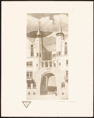 Durchfahrt einer Privatstraße: Perspektivische Ansicht (aus: Moderne Bauformen. Fassaden, Interieurs, Details im Verein mit R. Beauclair, hrsg.v. M.J. Gradl, Bd. 2, H.1, 1903)