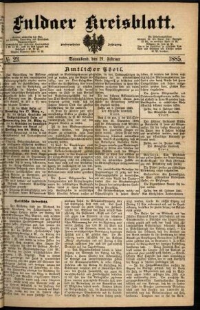 Ausgabe vom Samstag, den 21. Februar 1885.