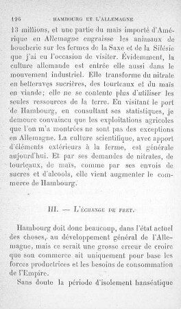 III. - L'échange de fret.