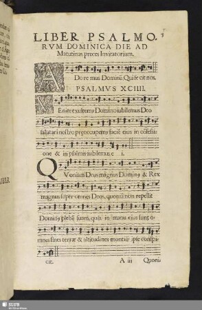 Liber Psalmorum Dominica Die Ad Matutinas preces Invitatorium