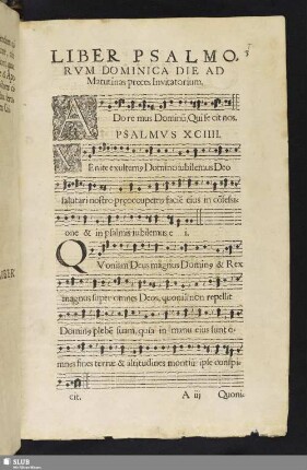 Liber Psalmorum Dominica Die Ad Matutinas preces Invitatorium
