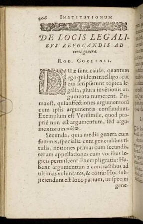 De Locis Legalibus Revocandis Ad certa genera.