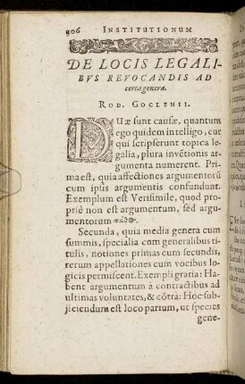 De Locis Legalibus Revocandis Ad certa genera.