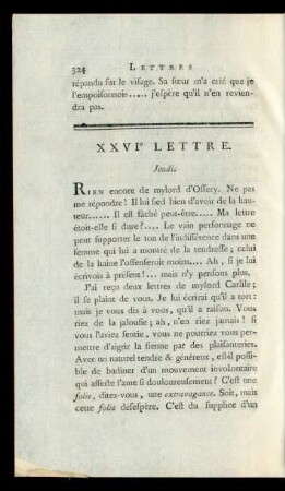 XXVIe Lettre. Jeudi.