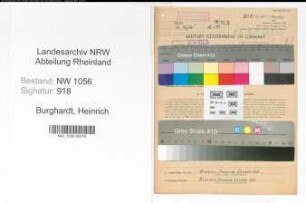 Entnazifizierung Heinrich Burghardt , geb. 10.05.1905 (Angestellter)