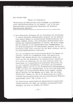 Entwicklung und Realisierung eines Programms zur systematischen Geschlechtserziehung in den Klassen 1 bis 10 der allgemeinbildenden polytechnischen Oberschule der Deutschen Demokratischen Republik