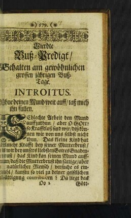 Vierdte Buß-Predigt Gehalten am gewöhnlichen grossen jährigen Buß-Tage.