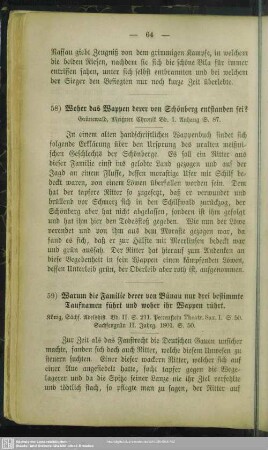 58) Woher des Wappen derer von Schönberg entstanden sei?