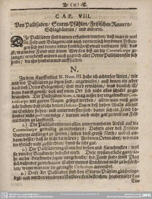 CAP. VIII. Von Pallisaden/ Sturm-Pfählen/ Frisischen Reutern/ Schlagbäumen/ und anderm.