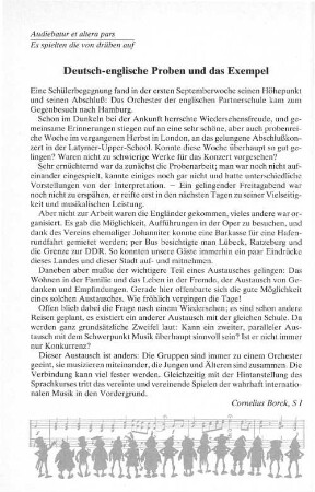 Deutsch-englische Proben und das Exempel