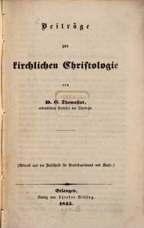 Beiträge zur kirchlichen Christologie