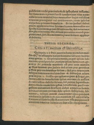 Thesis Secunda. Christi meritum est Universale.