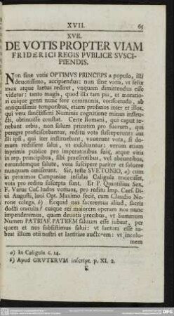 XVII. De votis propter viam Friderici Regis publice suscipiendis