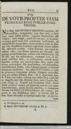 XVII. De votis propter viam Friderici Regis publice suscipiendis