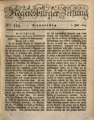 Regensburger Zeitung. 1819,[2] = Jg. 12, Juli - Dez.