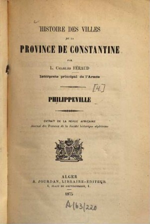 Histoire des villes de la province de Constantine. 4