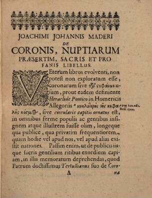 De coronis, nuptiarum praesertim, sacris et profanis, libellus
