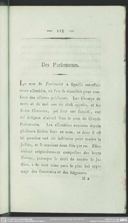 Des Parlaments