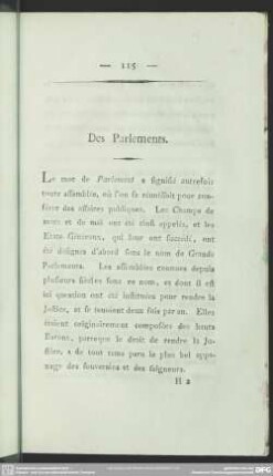 Des Parlaments