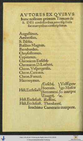 Autores Ex Quibus hunc Tomum conscripsimus