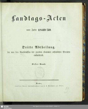 1849/50,1: Landtags-Acten / Die Protocolle der 2. Kammer