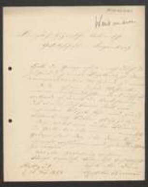 Brief von Gottlieb Weismann an Regensburgische Botanische Gesellschaft