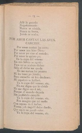 Por amor cantan las aves. : Canción.