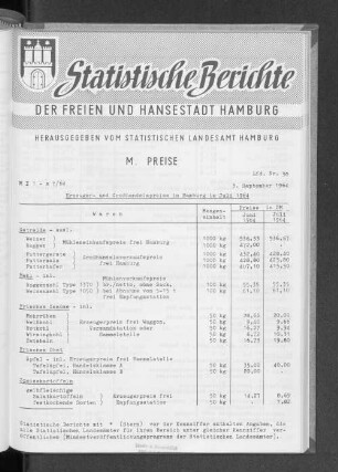 Erzeuger- und Großhandelspreise in Hamburg im Juli 1964 : Lfd. Nr. 30