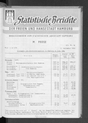 Erzeuger- und Großhandelspreise in Hamburg im Juli 1964 : Lfd. Nr. 30
