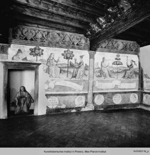 Ausmalung des Salone : Personifikationen zweier theologischer Tugenden und der Kardinaltugenden an der Nordwand