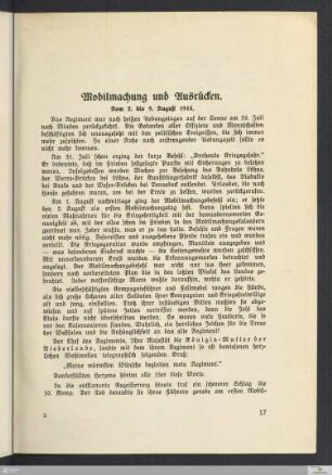 Mobilmachung und Ausrücken