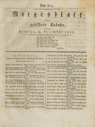 1827: Nro. 311 - Nro. 313 [falsch eingebunden]