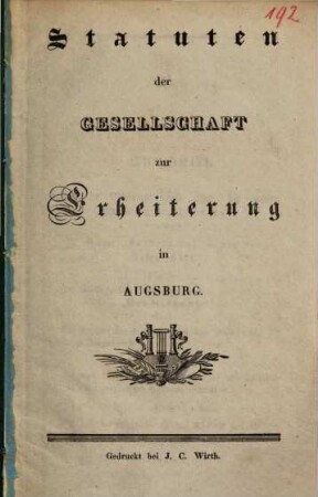 Statuten der Gesellschaft zur Erheiterung in Augsburg