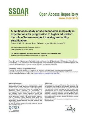 A multination study of socioeconomic inequality in expectations for progression to higher education: the role of between-school tracking and ability stratification