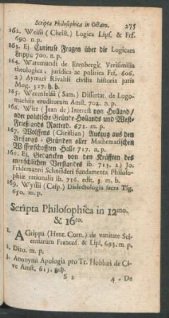 Scripta Philosophica in 12mo. & 16to.
