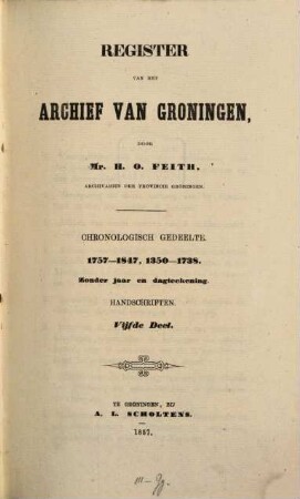 Register van het Archief van Groningen : Chronologisch Gedeelte, 5
