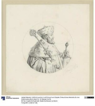 Kurfürst Joachim II mit Schwert und Szepter. Entwurf einer Medaille für das Reformationsfest