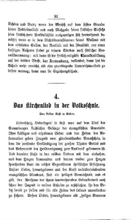 Das Kirchenlied in der Volksschule