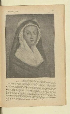 Marie-Antoinette, en 1793. Musée Carnavalet. - Photographie Hachette