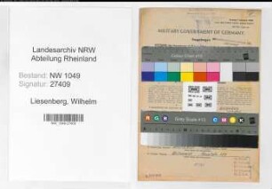 Entnazifizierung Wilhelm Liesenberg , geb. 28.08.1898 (Zugfuehrer)