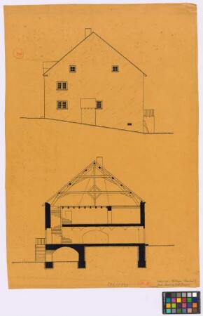 Wellingen ([Land]Kreis Merzig): Bauernhaus. Haupthaus (Schnitt, Ansicht)
