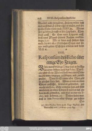 XVIII. Responsum des Eho über einige Ehe-Fragen.