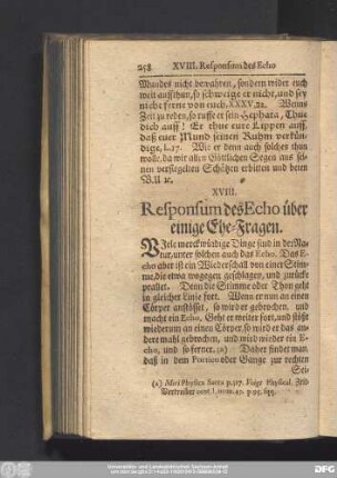 XVIII. Responsum des Eho über einige Ehe-Fragen.