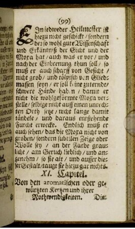 XI. Capitel. Von den aromatischen oder gewürtzten Kertzen und ihrer Nothwendigkeiten