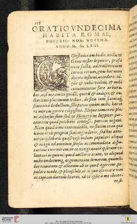 Oratio Vndecima. Habita Romae. Postrid. Non. Novemb. Anno M. D. LXXI.