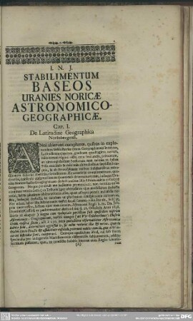 Stabilimentum Baseos Uranies Noricae Astronomico-Geographicae