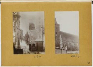 Katholische Pfarrkirche, Neuzelle / Stadtkirche, Fürstenberg/Oder: Innenansicht Neuzelle, Ansicht Fürstenberg (aus: Skizzen- und Fotoalbum 12)