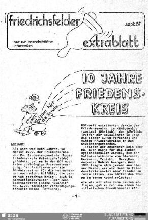 [19]87,Sept.: Friedrichsfelder Extrablatt