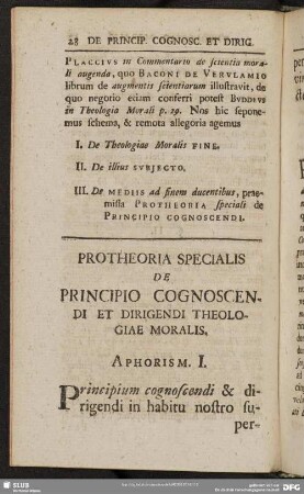 Protheoria Specialis De Principio Cognoscendi Et Dirigendi Theologiae Moralis