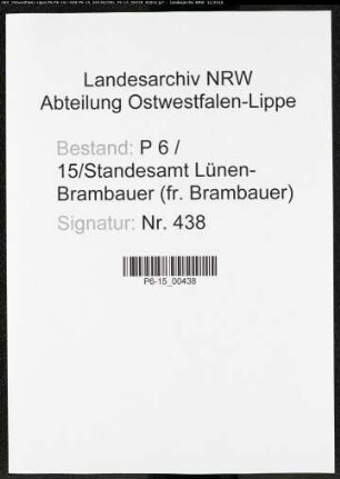 Sterberegister Standesamt Lünen-Brambauer